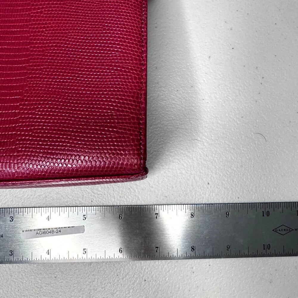 VTG Red Leather Croc-Embossed Talbots Square Shoulder Bag Purse Cross Body - Picture 3 of 6